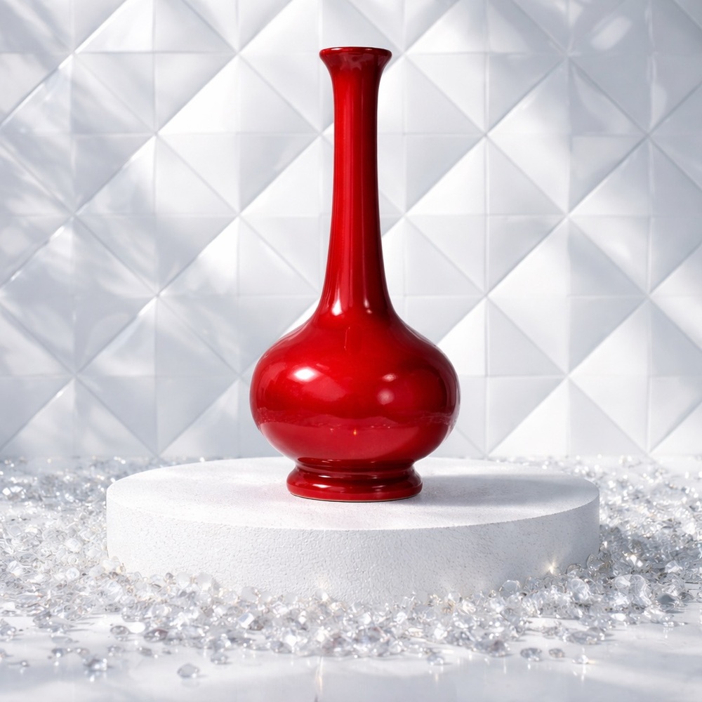Royal Haegar Red and Black Ceramic Long neck Vase